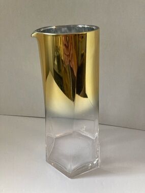 Modern Gold ombré-Topped Clear Glass Pitcher/Decanter geometric 6 sided